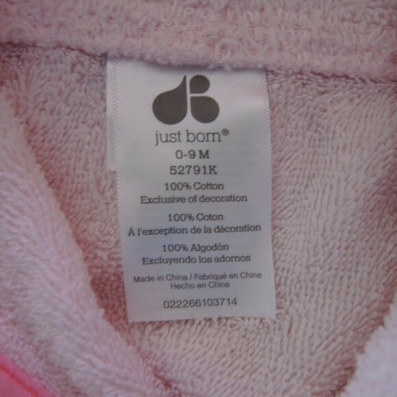 4/$25 Baby 100% Cotton Hooded Bath Robe Pink w/ Seahorse Embroidery 0-9 Mon - Picture 4 of 6
